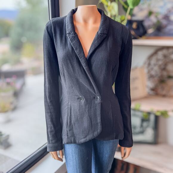 T by Alexander Wang Designer Black Faux Open Back Wrap Blazer Women's Medium - Picture 7 of 13